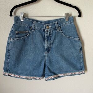 Vintage Riveted By Lee Floral Embroidered Trim Denim Short Size 8
